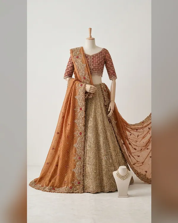 Saffron Gold Bridal Lehenga – Bridal by Sadaf Boutique, Islamabad
